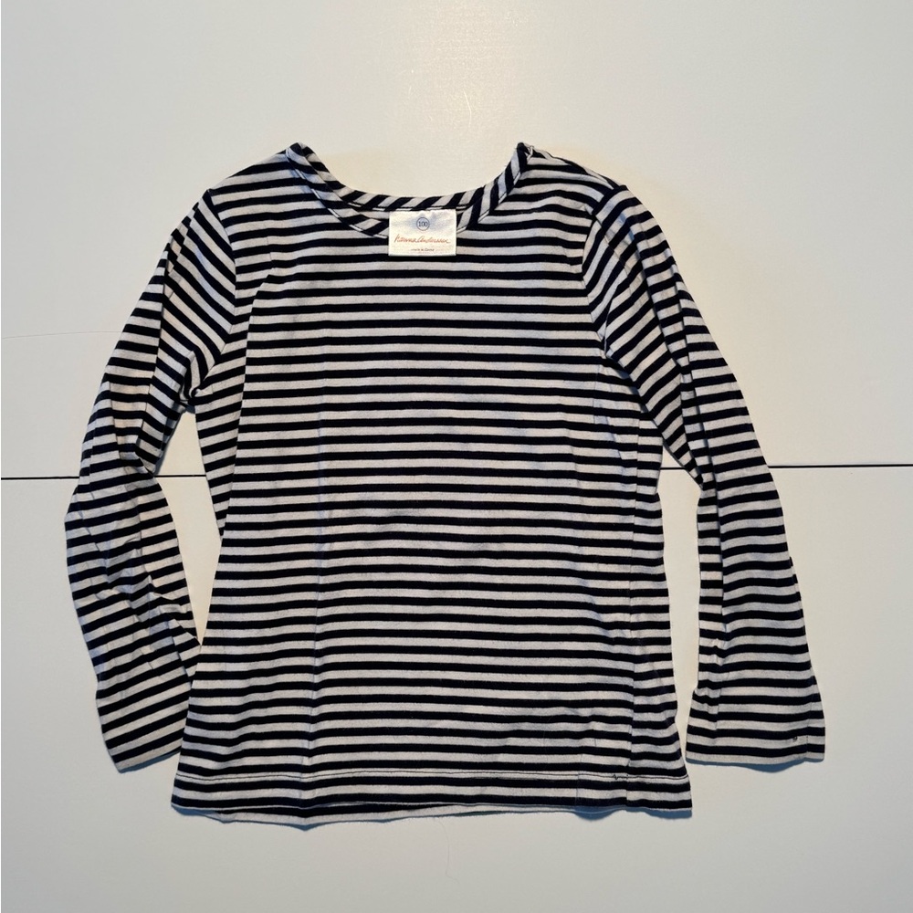 Hanna Andersson Navy and White Striped Long Sleeve Tee